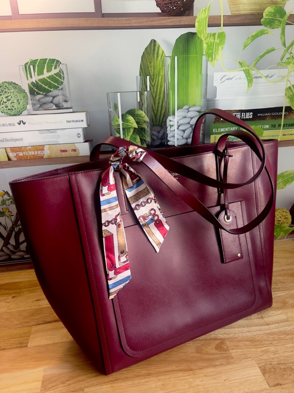 Kate Spade Lalena Blackberry Burgundy Smooth Leather Large Tote Purse Bag - Picture 11 of 11